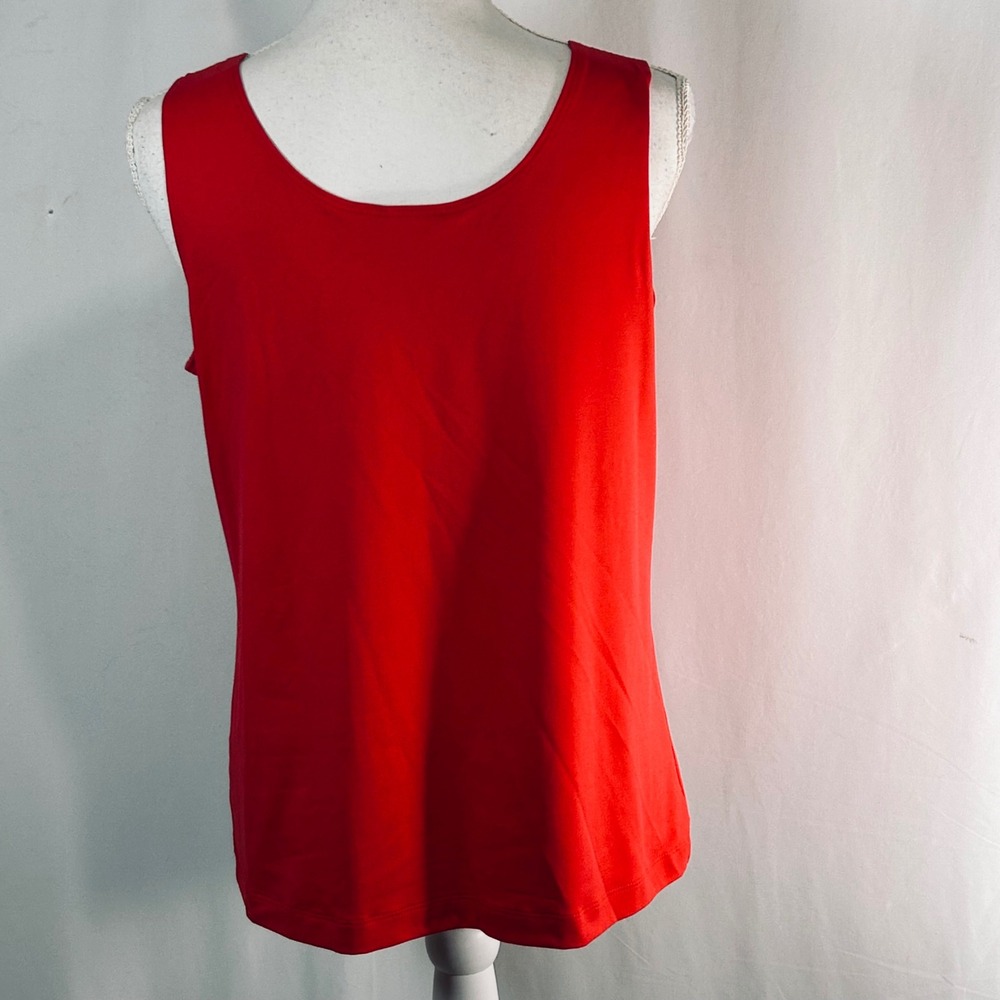 Chicos Red Scoop Neck Tank Top Size 2 Med/Large Stretch Nylon Sleeveless Shell - Picture 5 of 9